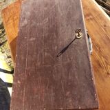 Antique wooden suitcase with lock and key
