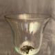 Glass photophore on high metal foot with silver patina