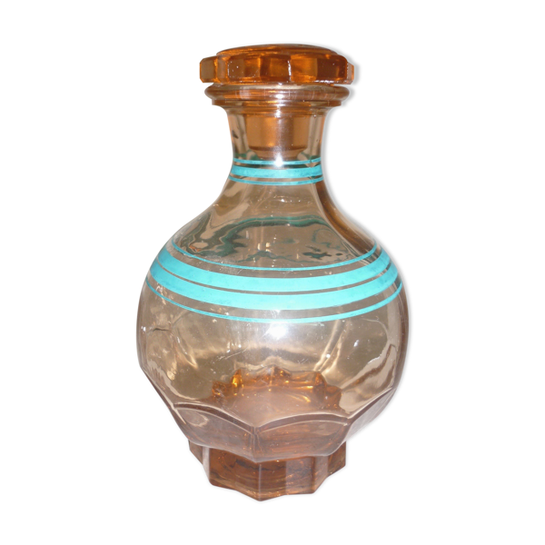 Carafe art déco en verre transparent rose avec bouchon
