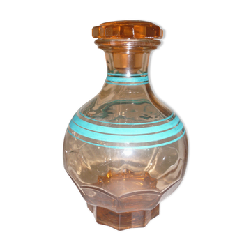 Carafe art déco en verre transparent rose avec bouchon