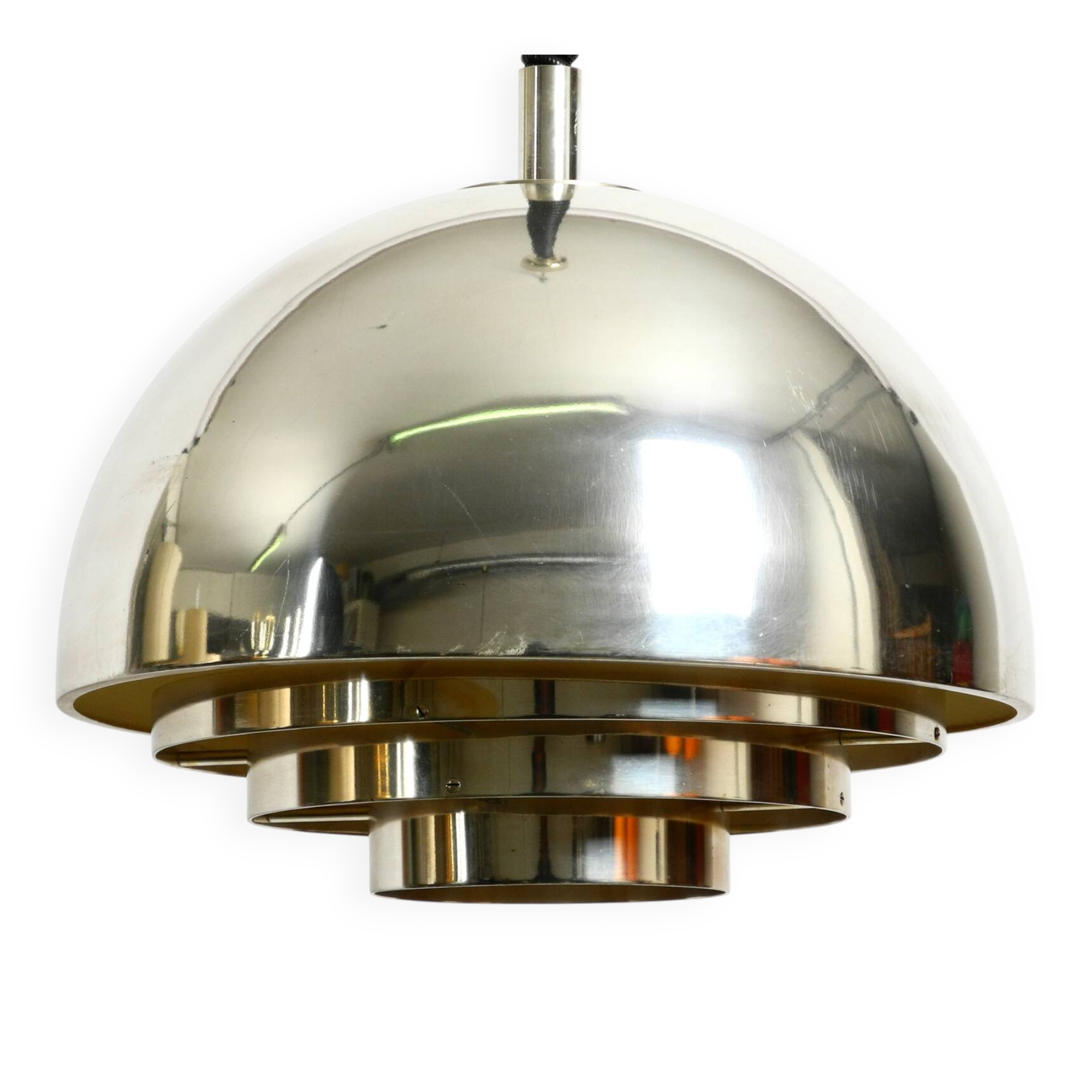 Mid Century ceiling lamp by the Vereinigte Werkstätten silver-plated