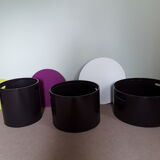 Set of 3 wooden pull-out coffee tables in dark brown lacquered finish