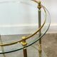 1970s mid-century modern Italian brass and glass round bar cart, Italy.