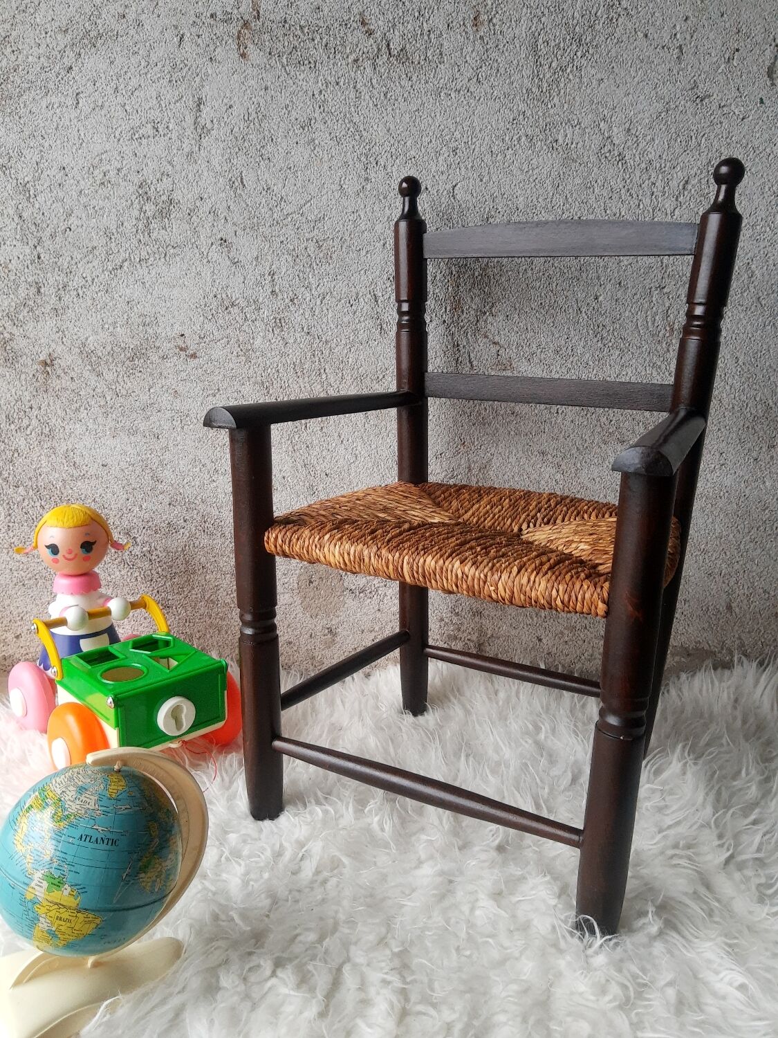 Antique armchair mulched vintage child