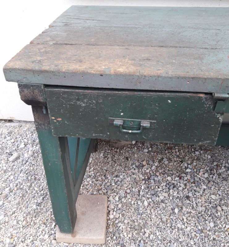 Établi industriel d'atelier 4m ancien