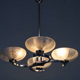 1950s Chrome and Glass Chandelier by Napako, Czechoslovakia