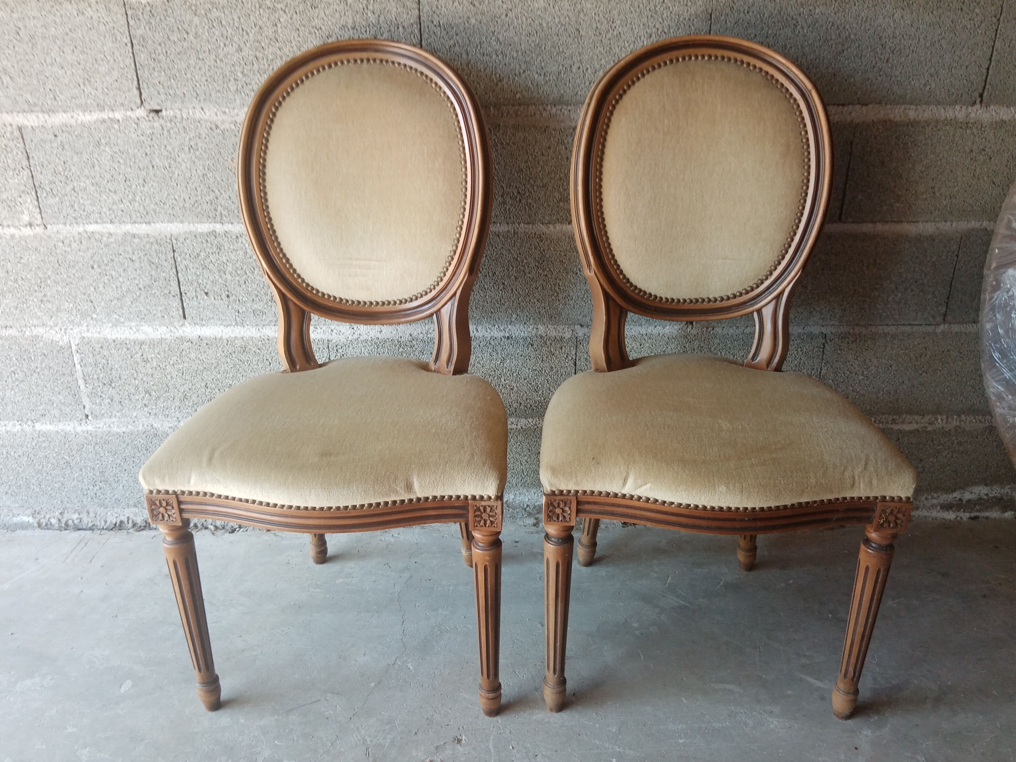Suite 4 chairs medallion wood and fabric