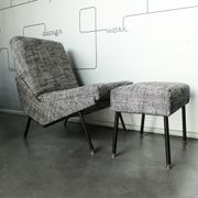 Armchair and ottoman designed by Paul Geoffroy, Airborne, France, 1960