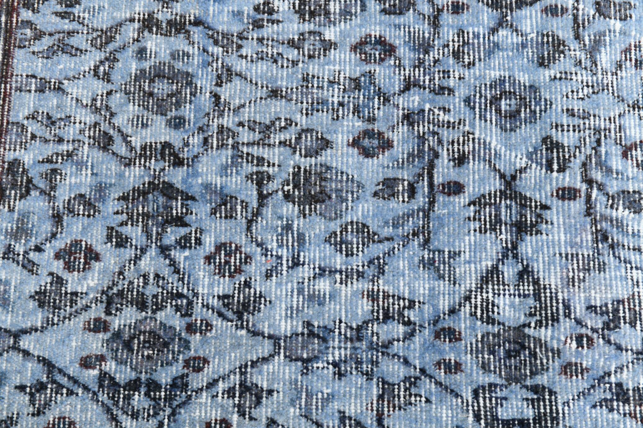 Turkish Rug All-Over Floral Pattern Light Blue Vintage Rug, 157x255Cm