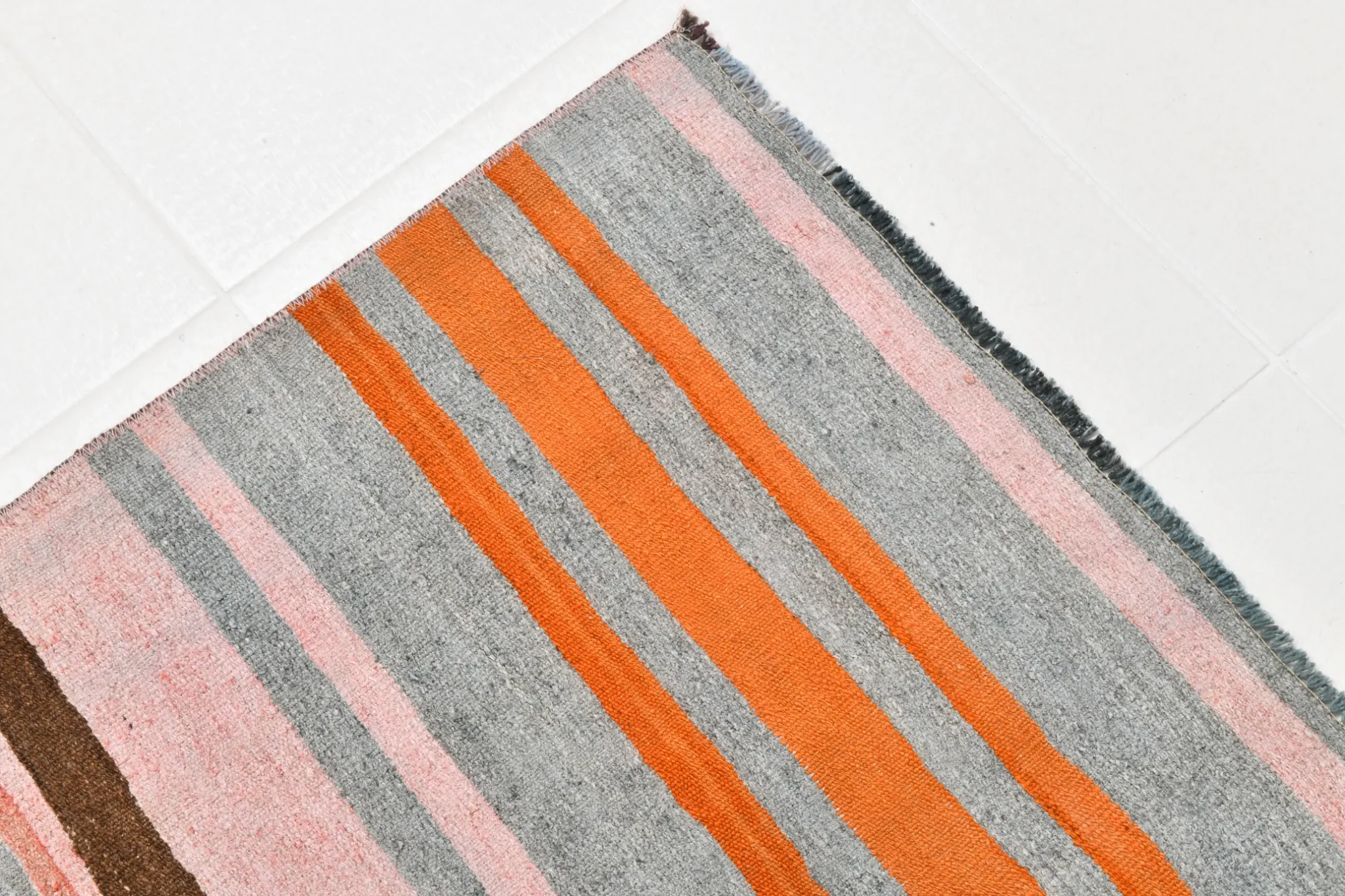Dusty Pink Vintage Kilim Rug, Turkish Striped Bohemian Bedroom Decor 6x7