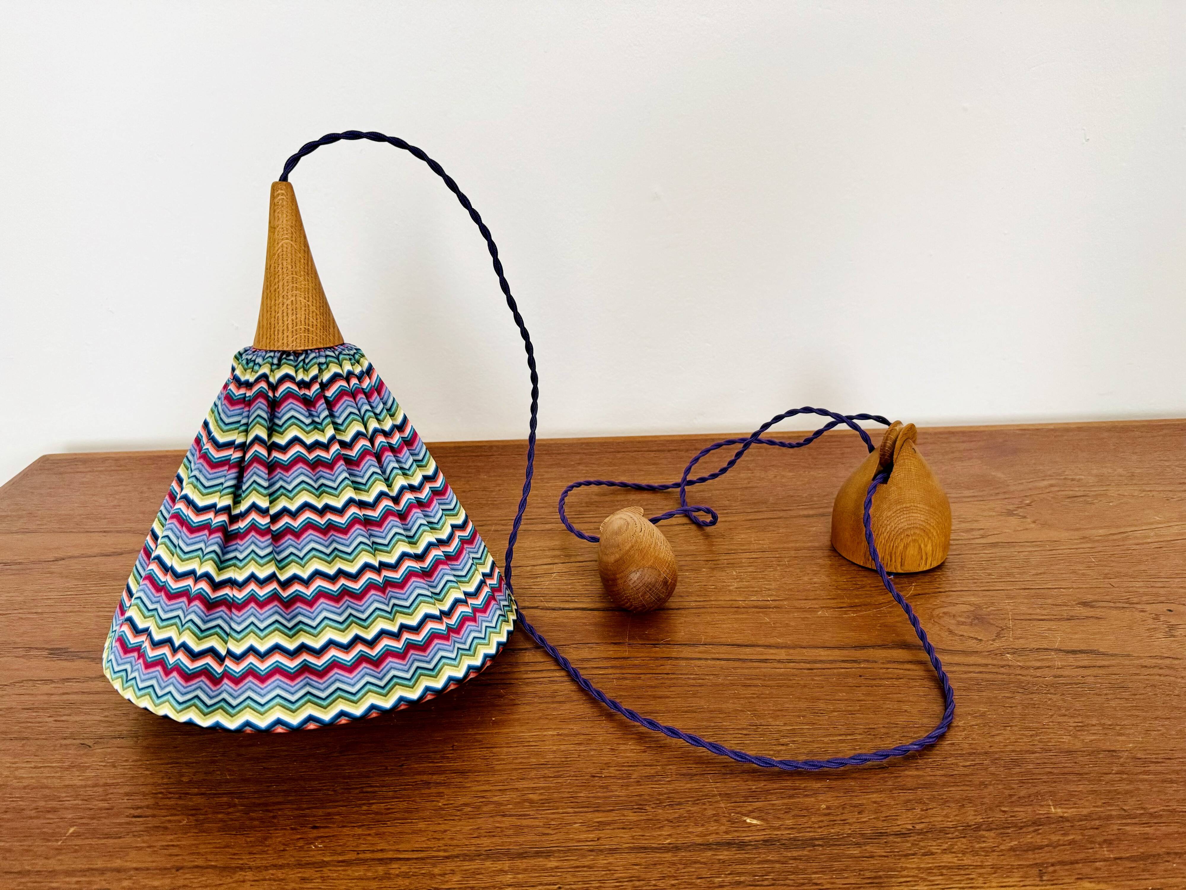 Oak Pendant Lamp with Counterweight by Uno and Östen Kristiansson