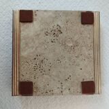 Travertine and brass ashtray