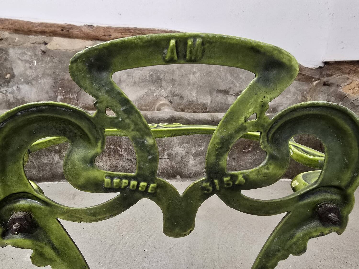 Art Nouveau umbrella stand in green enamelled cast iron