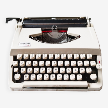 Machine à écrire  portable vintage , blanche  , fonctionnelle ,  Japy L72 , ruban neuf