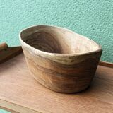 Free-form salad bowl in olive wood