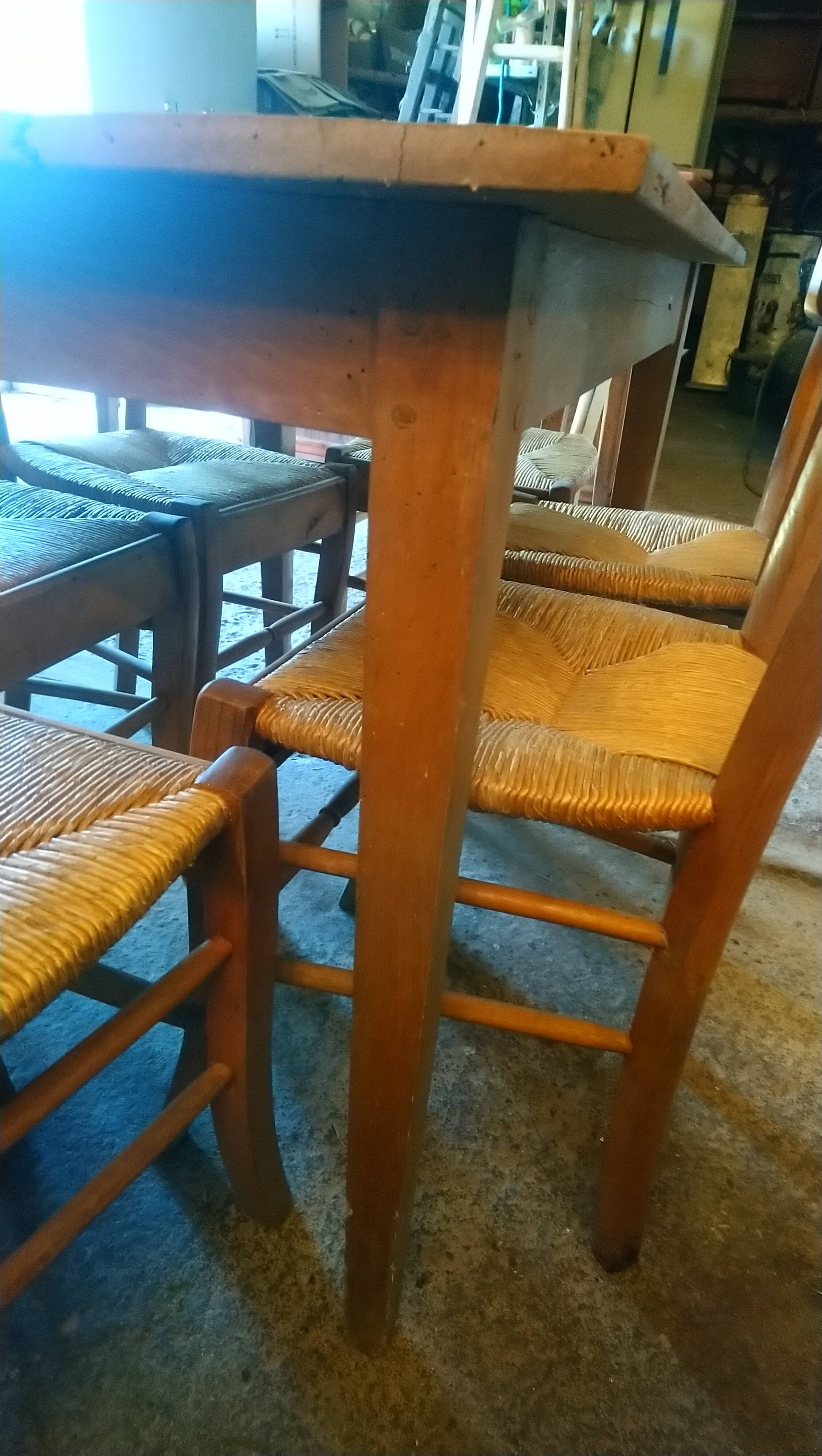 Tapered leg table, fir and beech