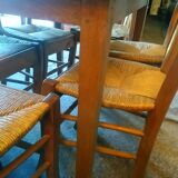 Spindle leg table, fir and beech