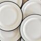 6 vintage Italian porcelain dessert plates with double blue edges