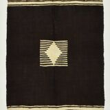 4x6 Black & Beige Handmade Wool Kilim Rug, 127x176 Cm