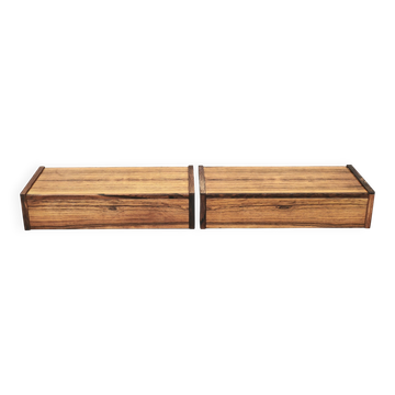 Paire de tables de chevet flottantes en palissandre danois, années 1960