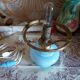 Old lamp base in blue opaline and brass