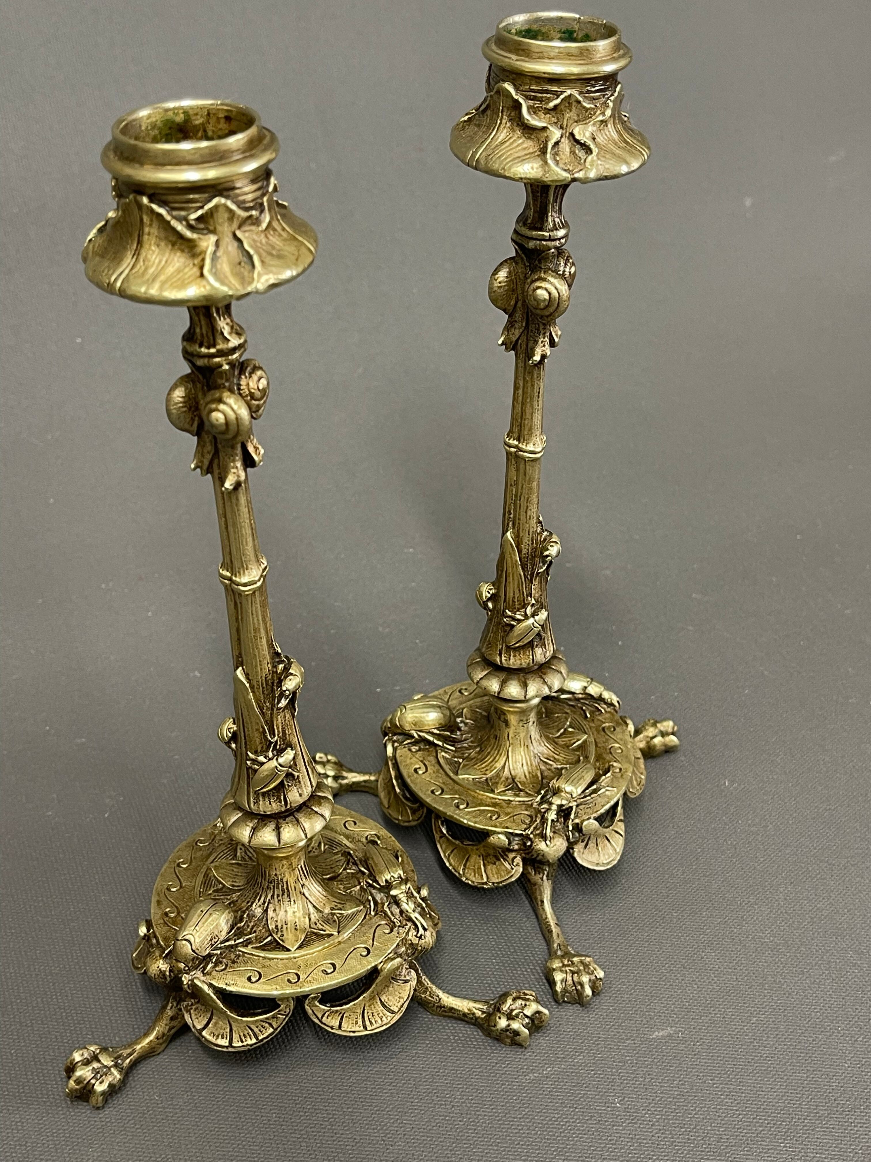 Pair of Art Nouveau Candlesticks (1900)in bronze