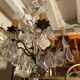 6-light chandelier with crystal pendants on bronze frame, Louis XV style