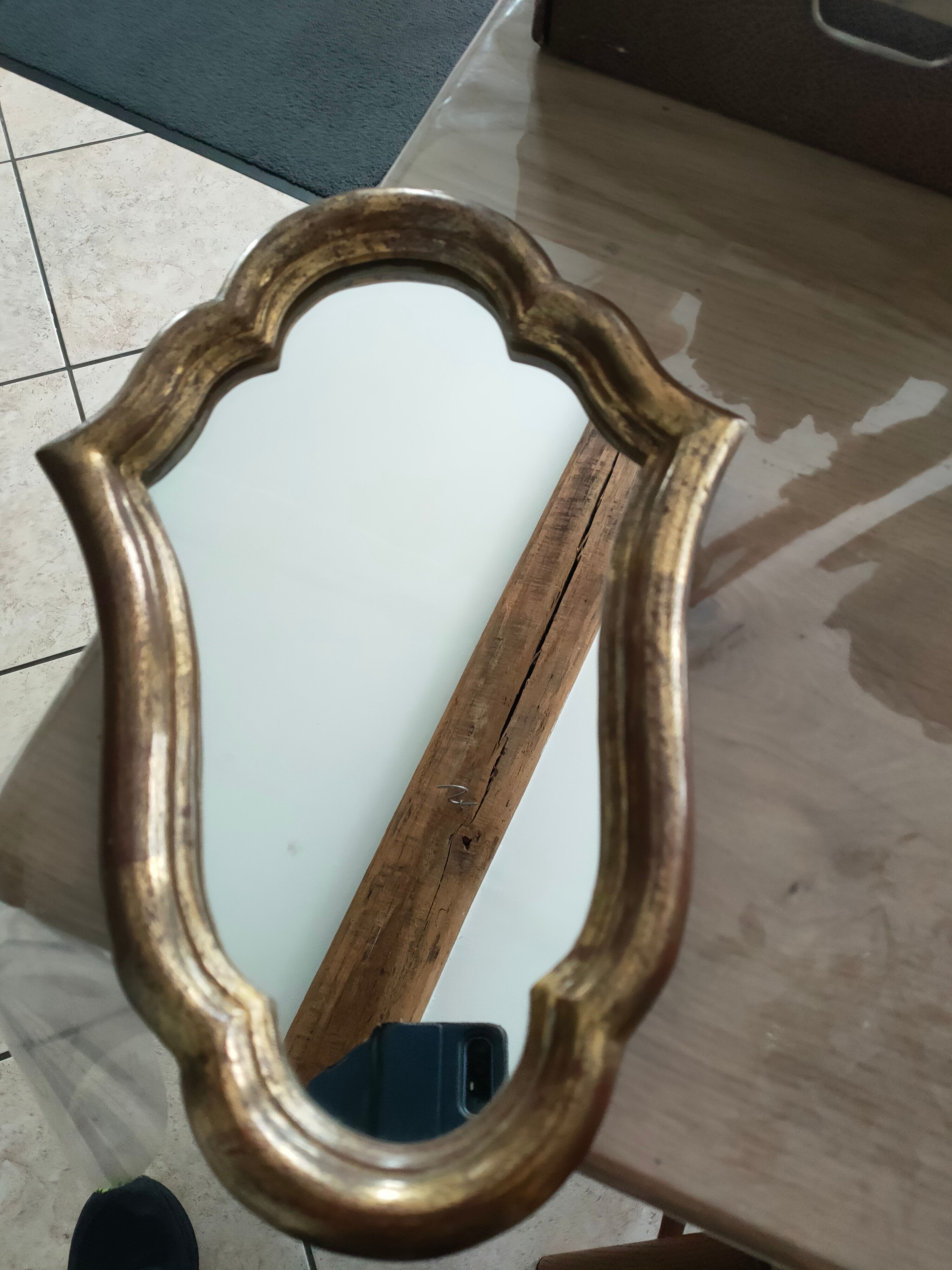 Style mirror in gilded wood
