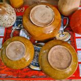 Set of 3 ceramic salad bowls varnished workshop aegitnat de vallauris around 1950