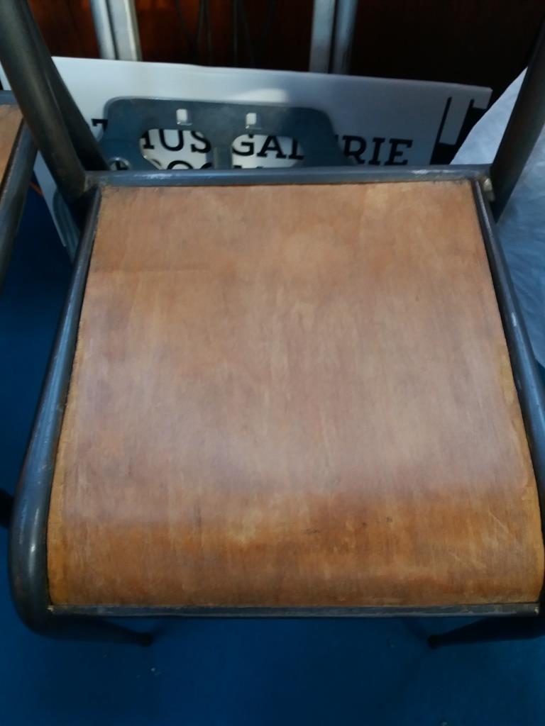 Lot of 6 school chairs wood metal 70s