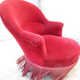 Pair of red velvet toad chairs