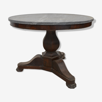 Table ronde en bois et marbre