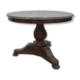 Round table in wood and marble