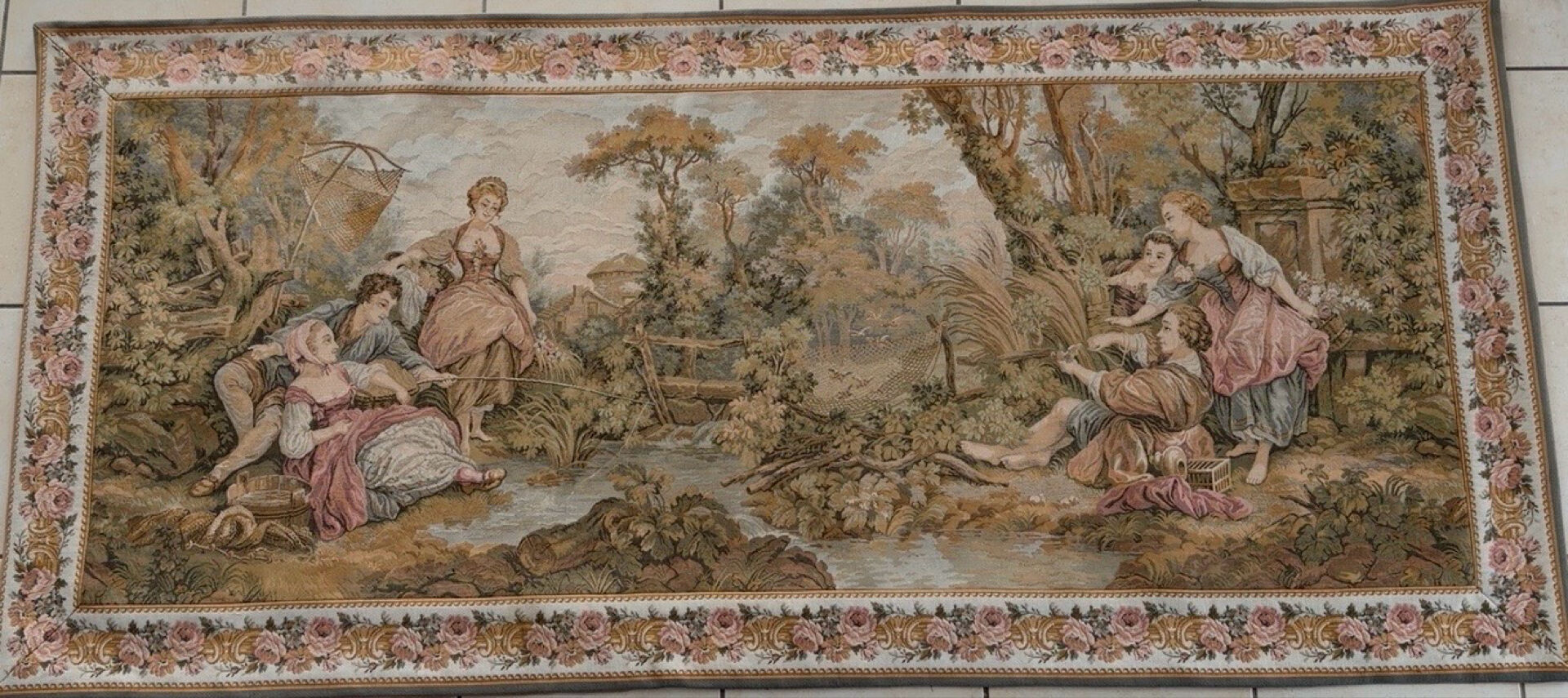 Gobelins wall tapestry JP Paris – Gallant scene – 200 × 92 cm