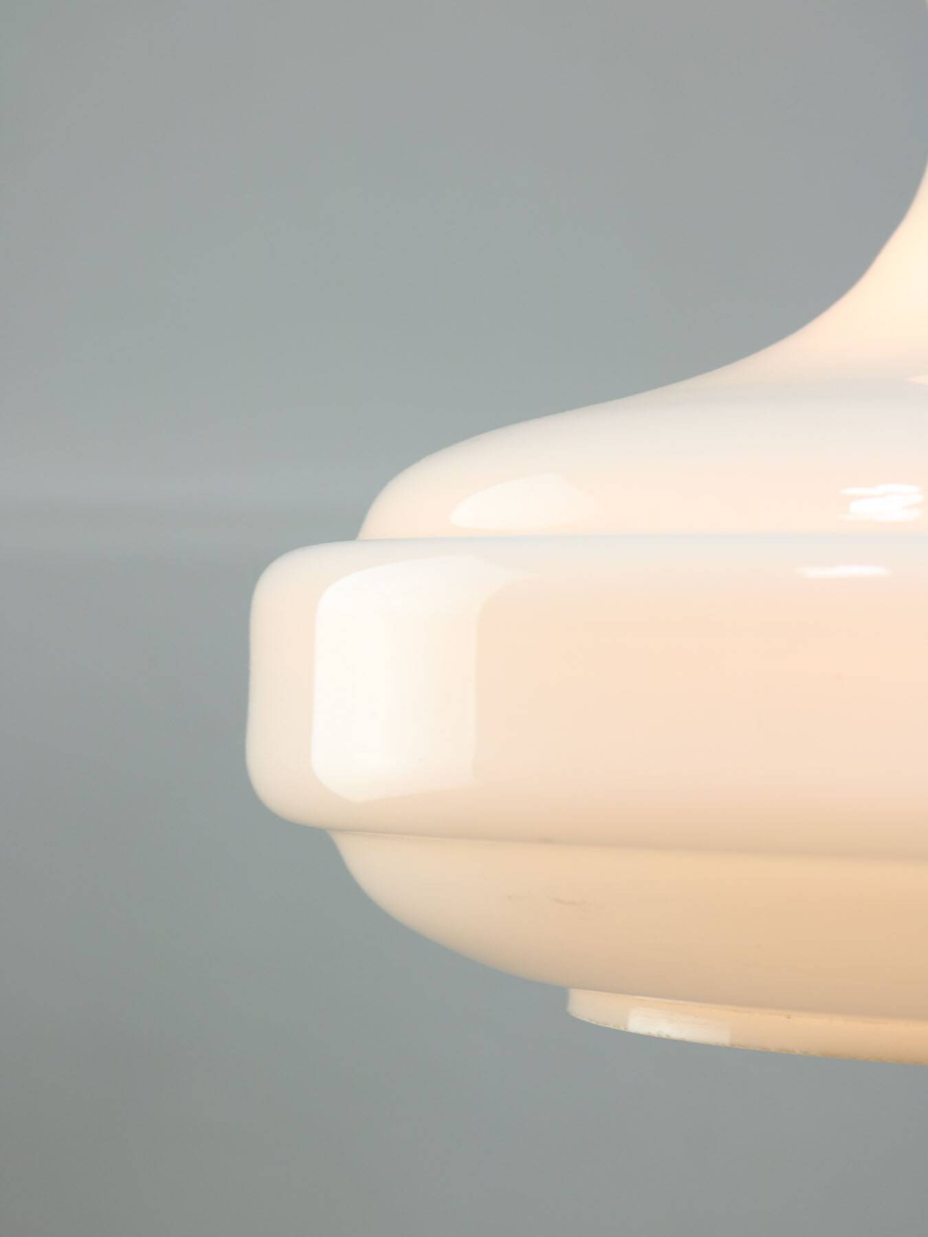 Mid-Century Italian White Glass and Brass Pendant Lamp