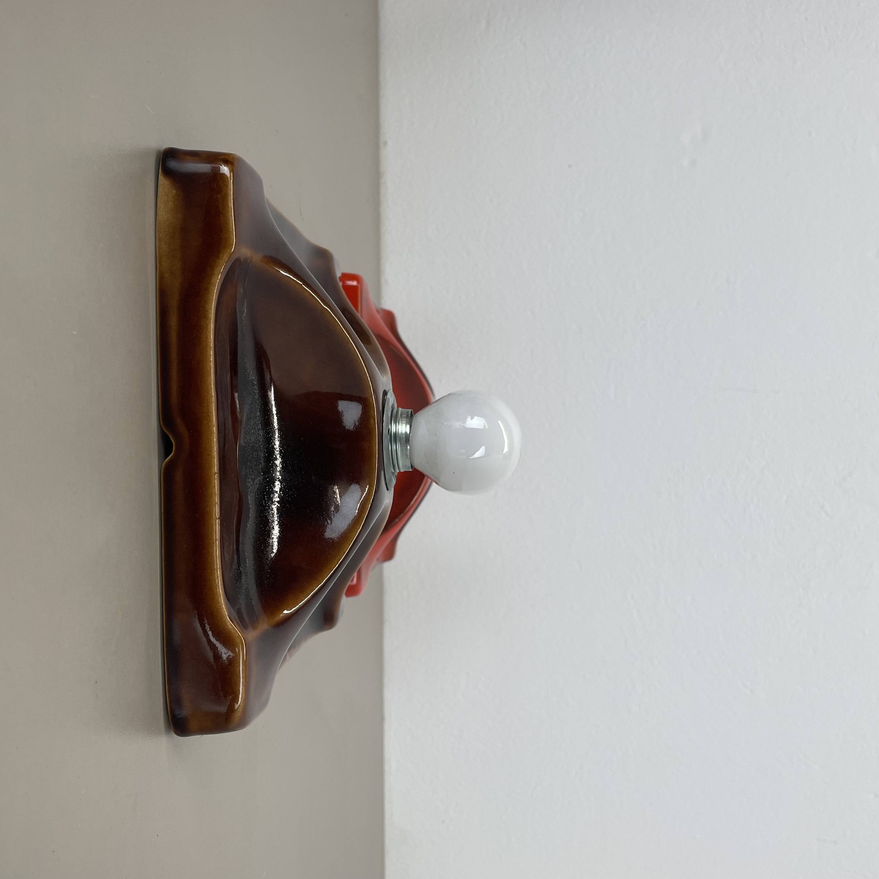 Set of two space age ceramic fat lava wall lights by hustadt lights germany 1970