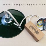 Vintage enameled pendant lamp ready to install with bulb