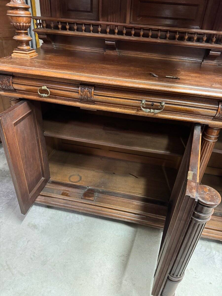 Renaissance-style two-body walnut buffet