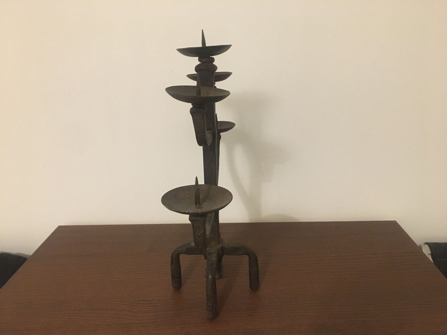 Brutalist wrought iron chandelier