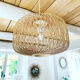 Openwork wicker hanging lamp