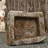Old trough square stone tray of the 19th
