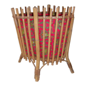 Travailleuse corbeille couture en osier bambou tissu années 1950/60