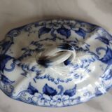 Antique sauceboat signed Creil et Montereau, Flora LM et Cie