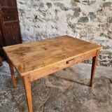 Antique French dining table with drawer, around 1900.