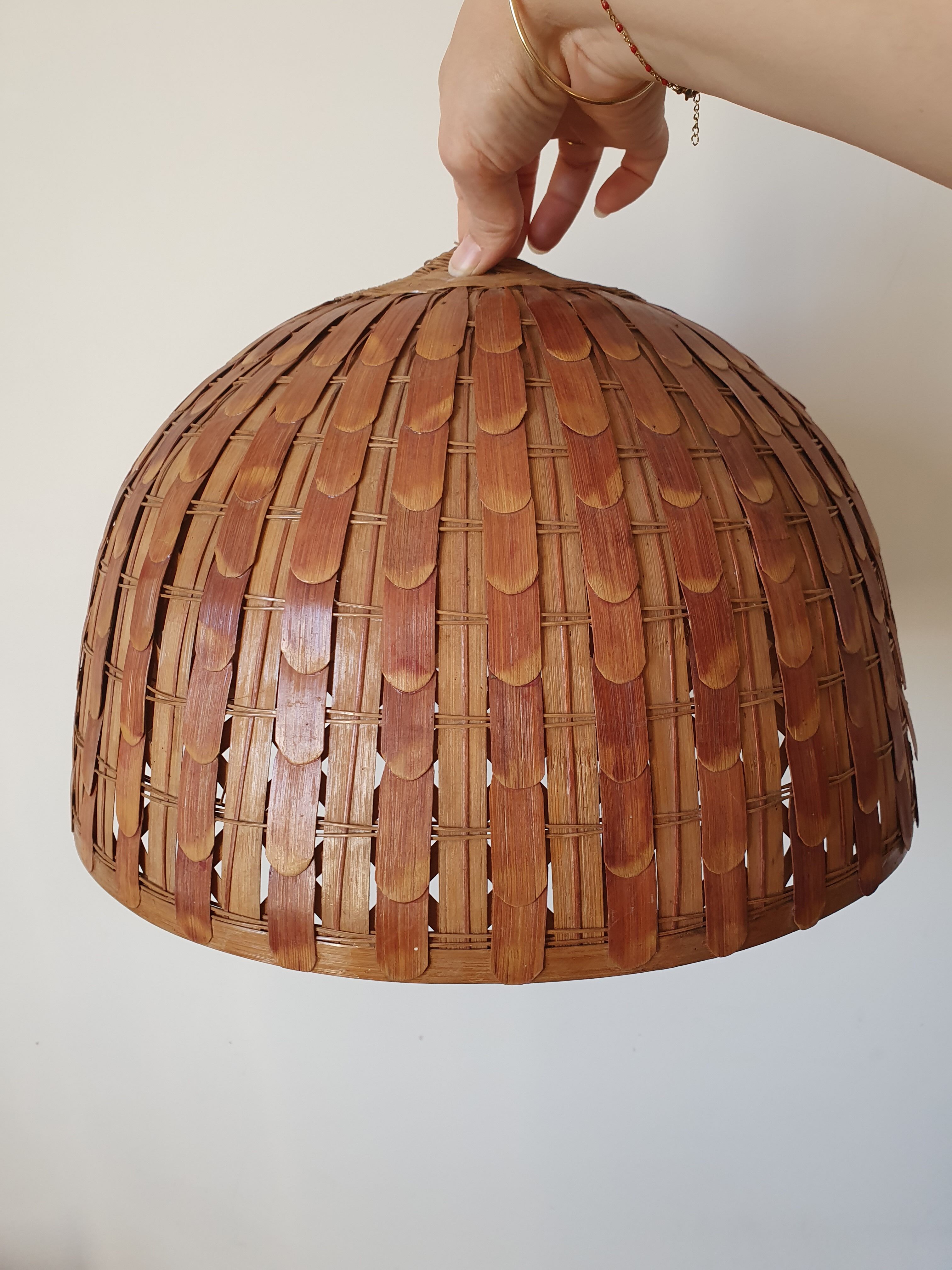 Ball wicker and rattan hanging lamp