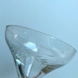 Set of 7 crystal champagne glasses engraved, 50-60s
