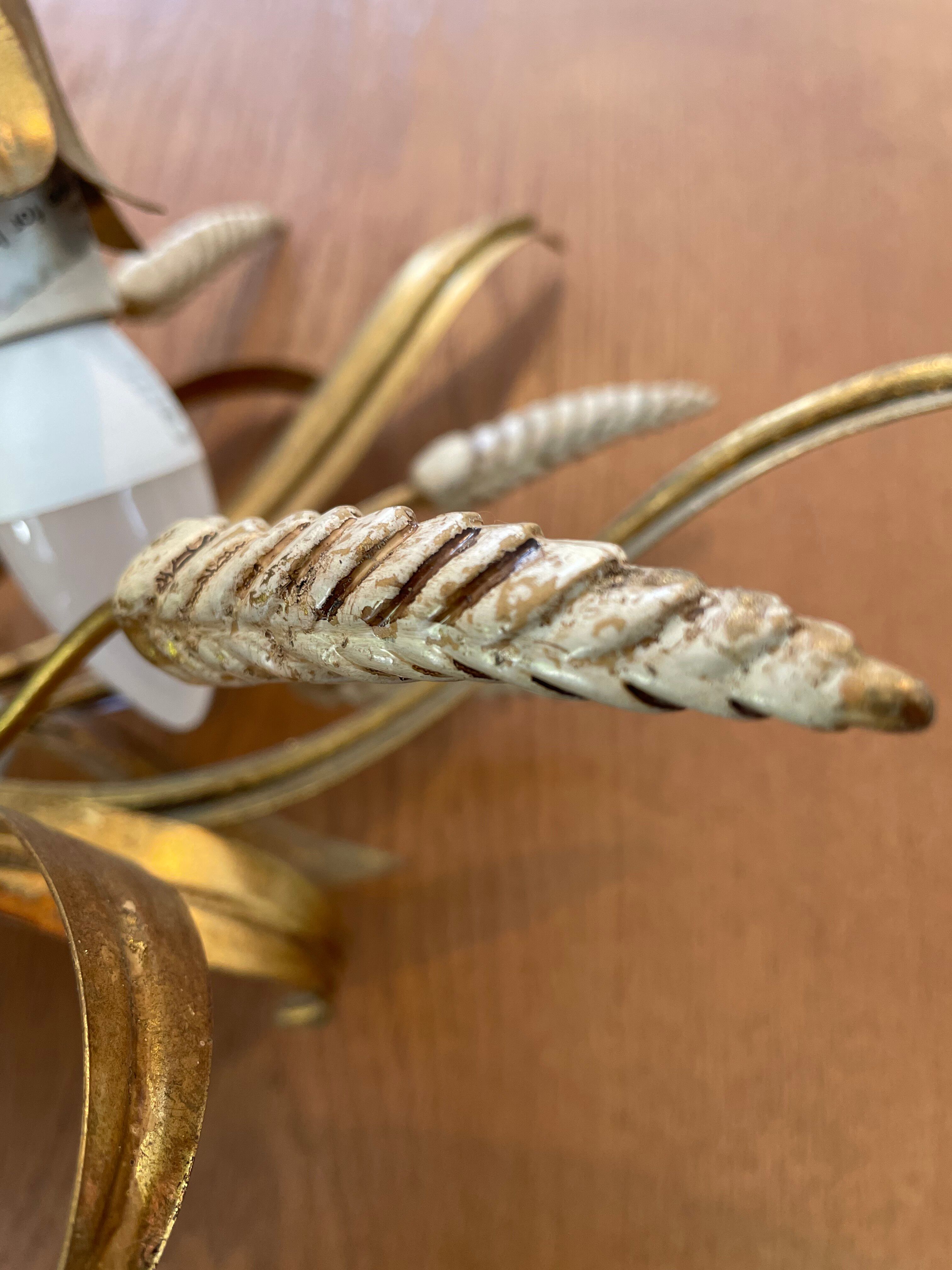 Hollywood Regency style ceiling light with wheat sheaves