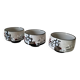 Three glazed ceramic bowls with raised graphic decoration, 1970s.
