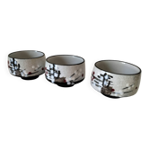 Three glazed ceramic bowls with raised graphic decoration, 1970s.