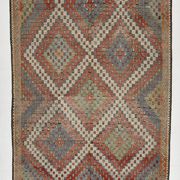 Burgundy & Green Turkish Vintage Kilim Rug